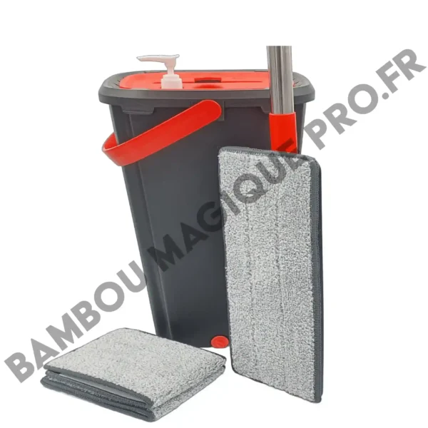 Le Balai Mop (rouge) + 3 Microfibres de rechanges